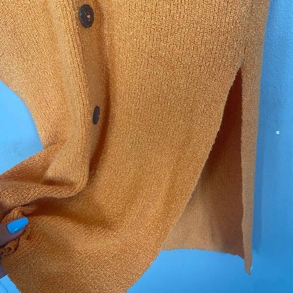 ASOS Terry Cloth Orange Button Maxi Dress with Double Slit - Picture 3 of 5